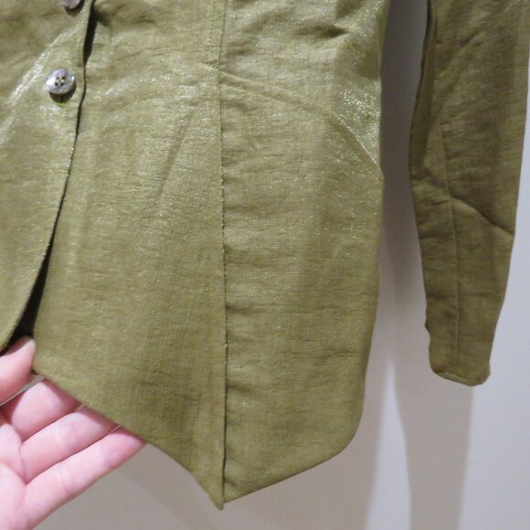 VINTAGE KENZO Linen Blend Lightweight Point Hem Blazer Academia Avant Garde - Picture 10 of 14